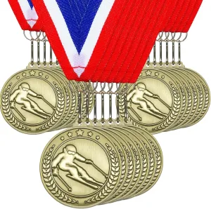Remuuly 30 Pcs Award Medals Bulk 2'' Gold Trophy Award Winner Metal First Place with Neck Ribbons Award Prize Gift for Tournaments Match Sports Competition Teams Adult