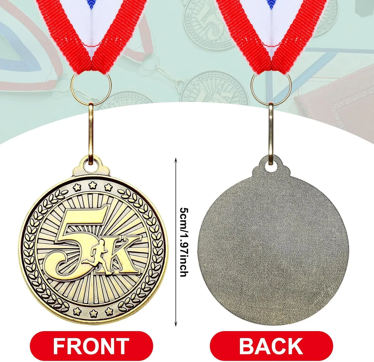 Remuuly 30/100 Pcs 5k Race Medals Bulk 2'' Gold Trophy Award 5k Running Trophy Medal Award First Place with Neck Ribbons Prize Gift for Race Walk Tournaments Match Sports Competition Adult
