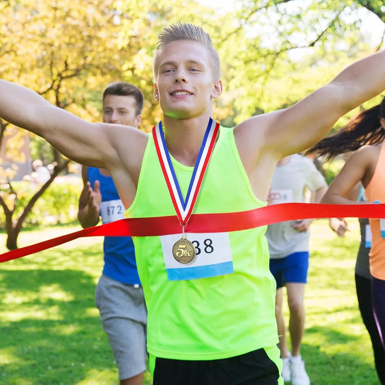 Remuuly 30/100 Pcs 5k Race Medals Bulk 2'' Gold Trophy Award 5k Running Trophy Medal Award First Place with Neck Ribbons Prize Gift for Race Walk Tournaments Match Sports Competition Adult