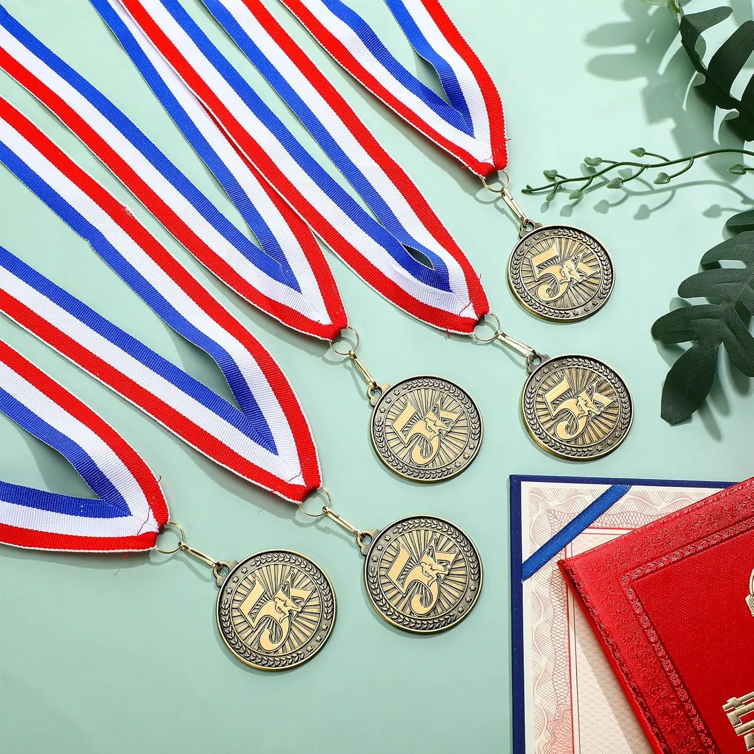 Remuuly 30/100 Pcs 5k Race Medals Bulk 2'' Gold Trophy Award 5k Running Trophy Medal Award First Place with Neck Ribbons Prize Gift for Race Walk Tournaments Match Sports Competition Adult