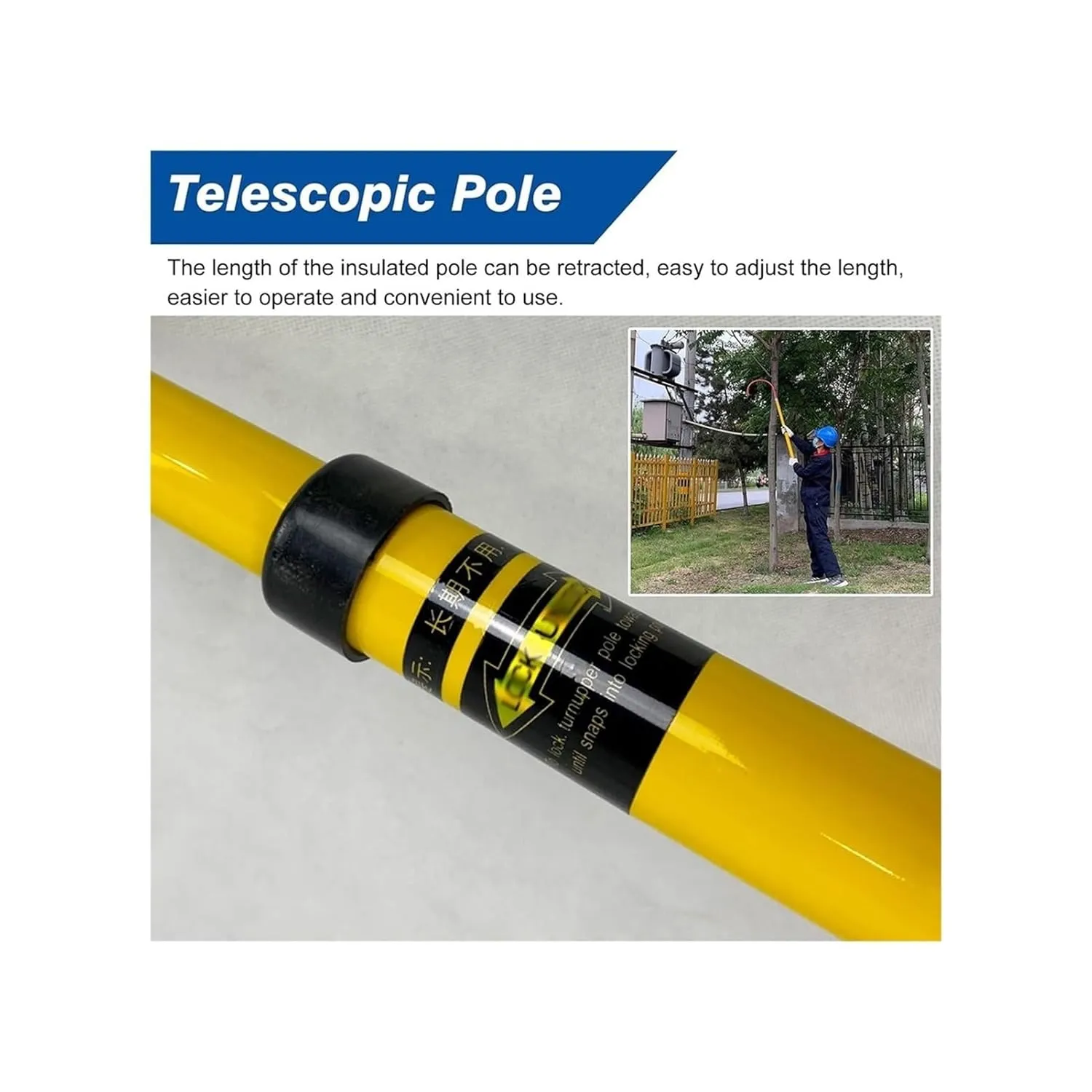 Rescue Hook, 3.3ft 6 Foot 9.8ft 13ft Electrical Safety Insulation Retractable Pull Rod/Pole for Firefighting Electrician, High-Voltage Anti Electric Shock Tool(300cm/9.8 ft - 2 Sections)