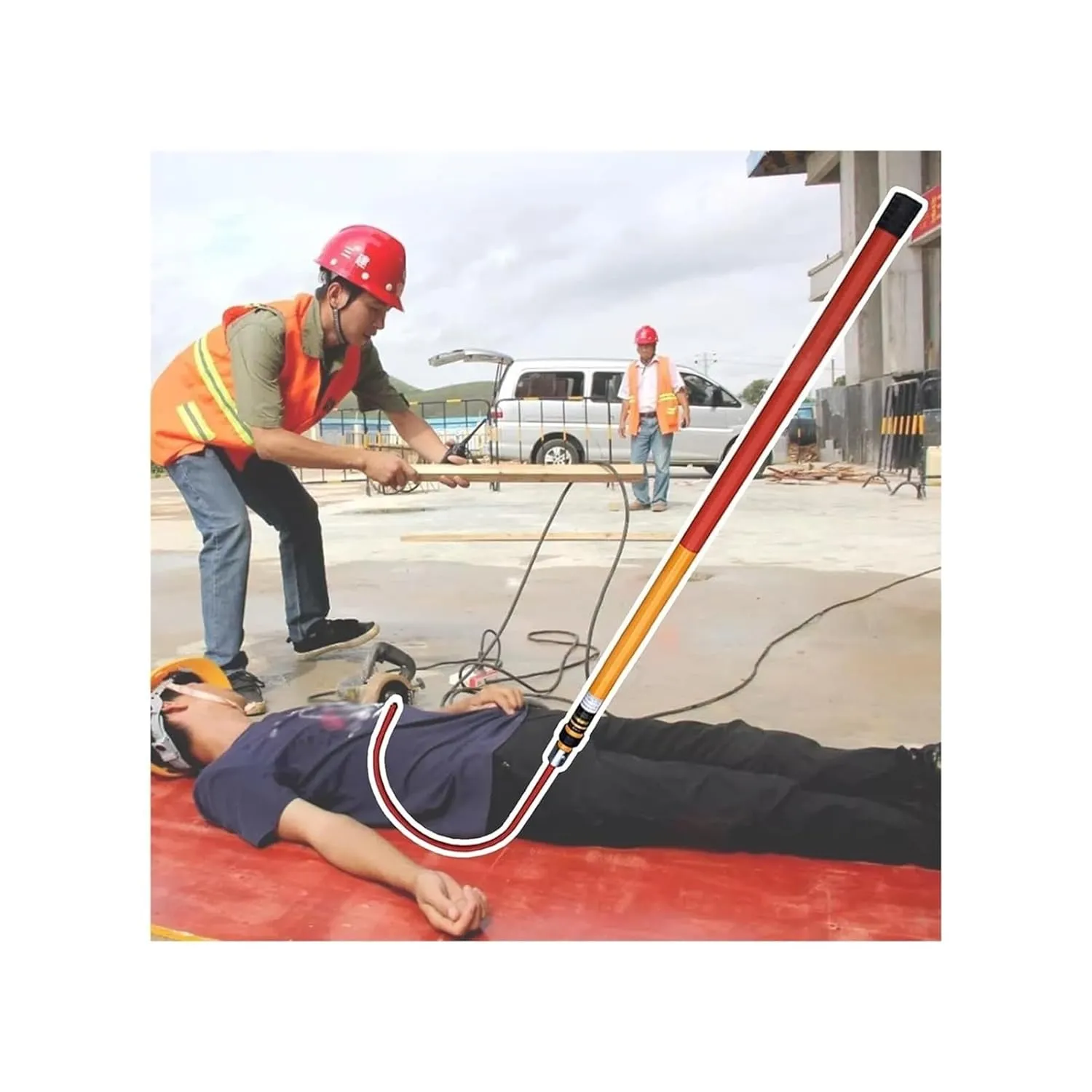 Rescue Hook, 3.3ft 6 Foot 9.8ft 13ft Electrical Safety Insulation Retractable Pull Rod/Pole for Firefighting Electrician, High-Voltage Anti Electric Shock Tool(300cm/9.8 ft - 2 Sections)