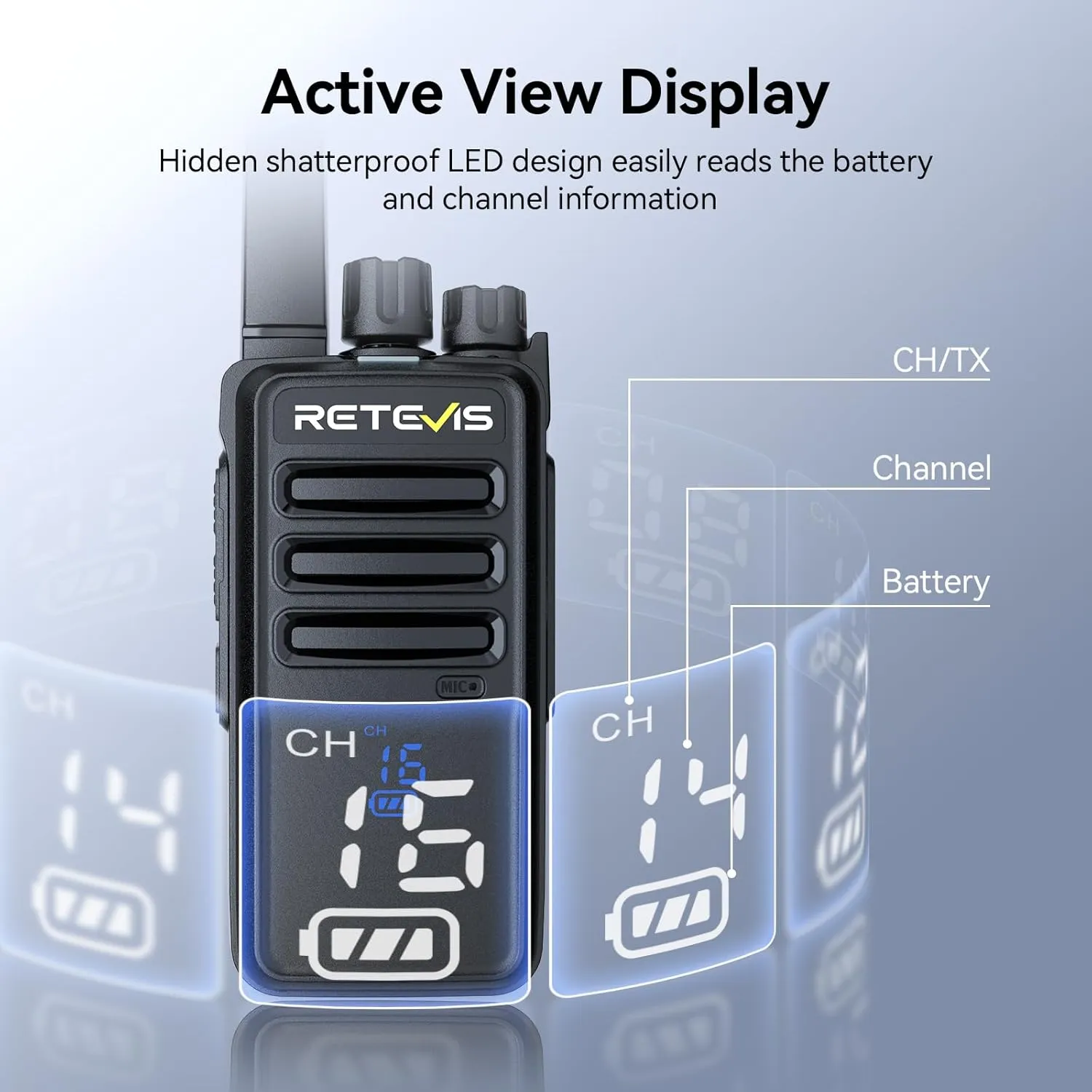 Retevis RT68H Two Way Radio,Walkie Talkies Long Range, Visualization,Shatterproof Hidden Display,VOX Hands Free, Rechargeable Walkie Talkie for Adults with Charging Base,for Factory Warehouse(10 Pack)