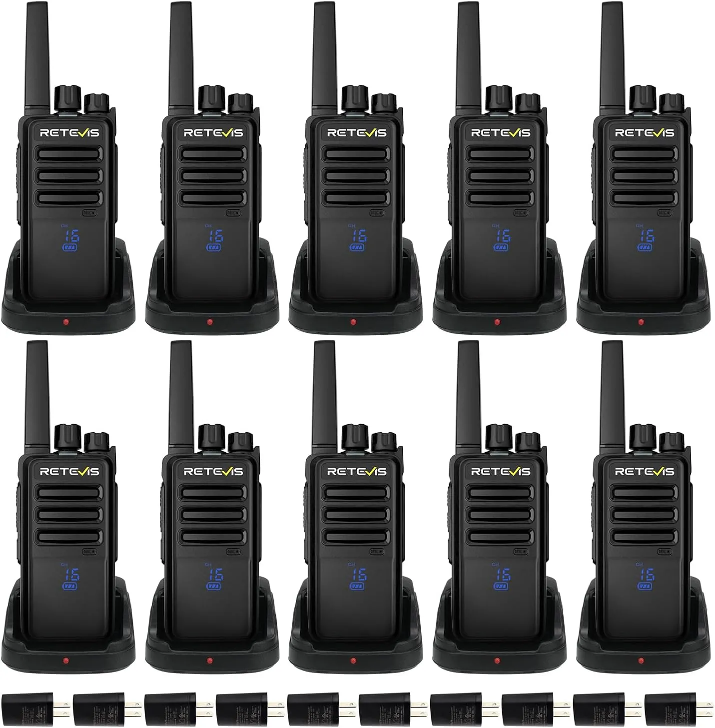 Retevis RT68H Two Way Radio,Walkie Talkies Long Range, Visualization,Shatterproof Hidden Display,VOX Hands Free, Rechargeable Walkie Talkie for Adults with Charging Base,for Factory Warehouse(10 Pack)