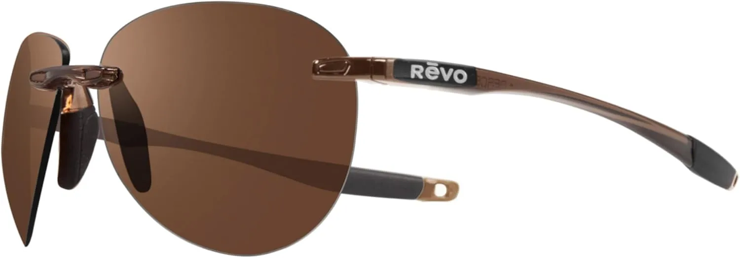 Revo Sunglasses Descend A: Polarized Lens with Rimless Aviator Frame, Black Frame with Graphite Lens