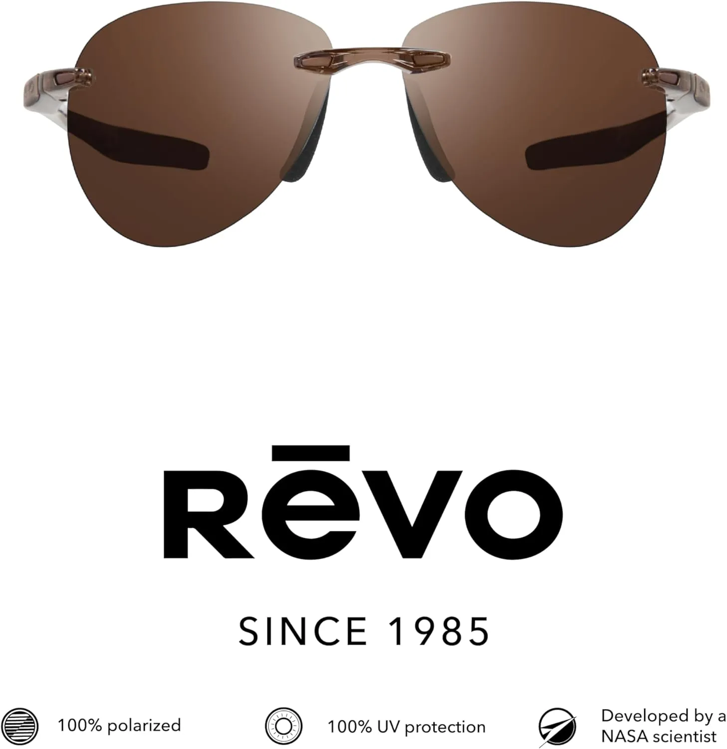 Revo Sunglasses Descend A: Polarized Lens with Rimless Aviator Frame, Black Frame with Graphite Lens
