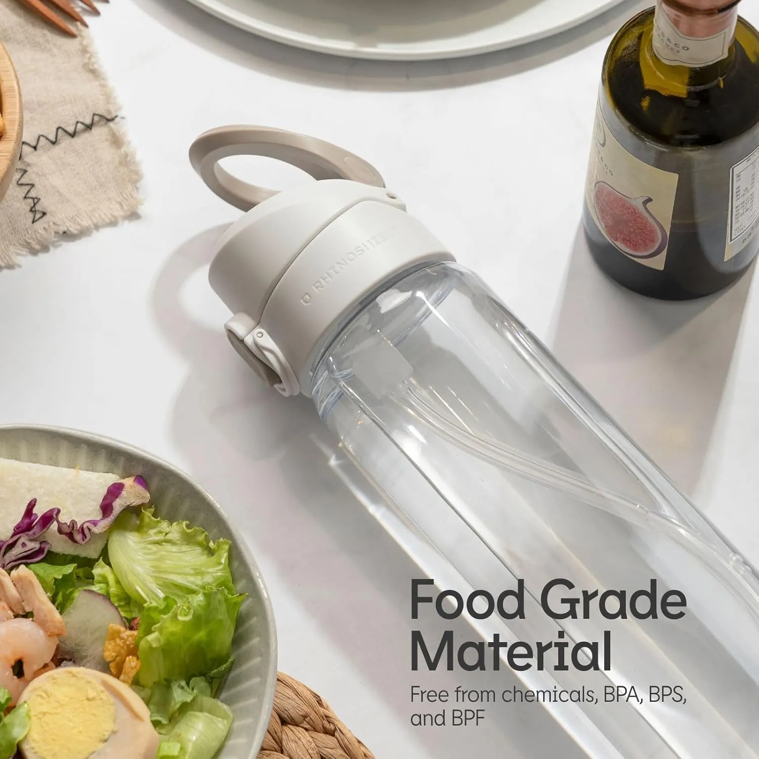 RHINOSHIELD AquaStand Magnetic Bottle 23 oz | Round Mouth Stainless Steel Insulated Water Bottle, Sport Bottle with MagSafe Compatible Handle, Tripod with Adjustable Angles, Leak Proof - Classic White