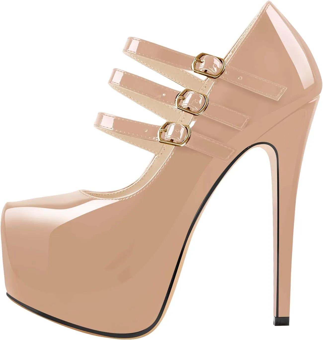 richealnini Mary Jane Pumps for Women Sexy Stiletto Heel Platform Ankle Buckle Strappy High Heels