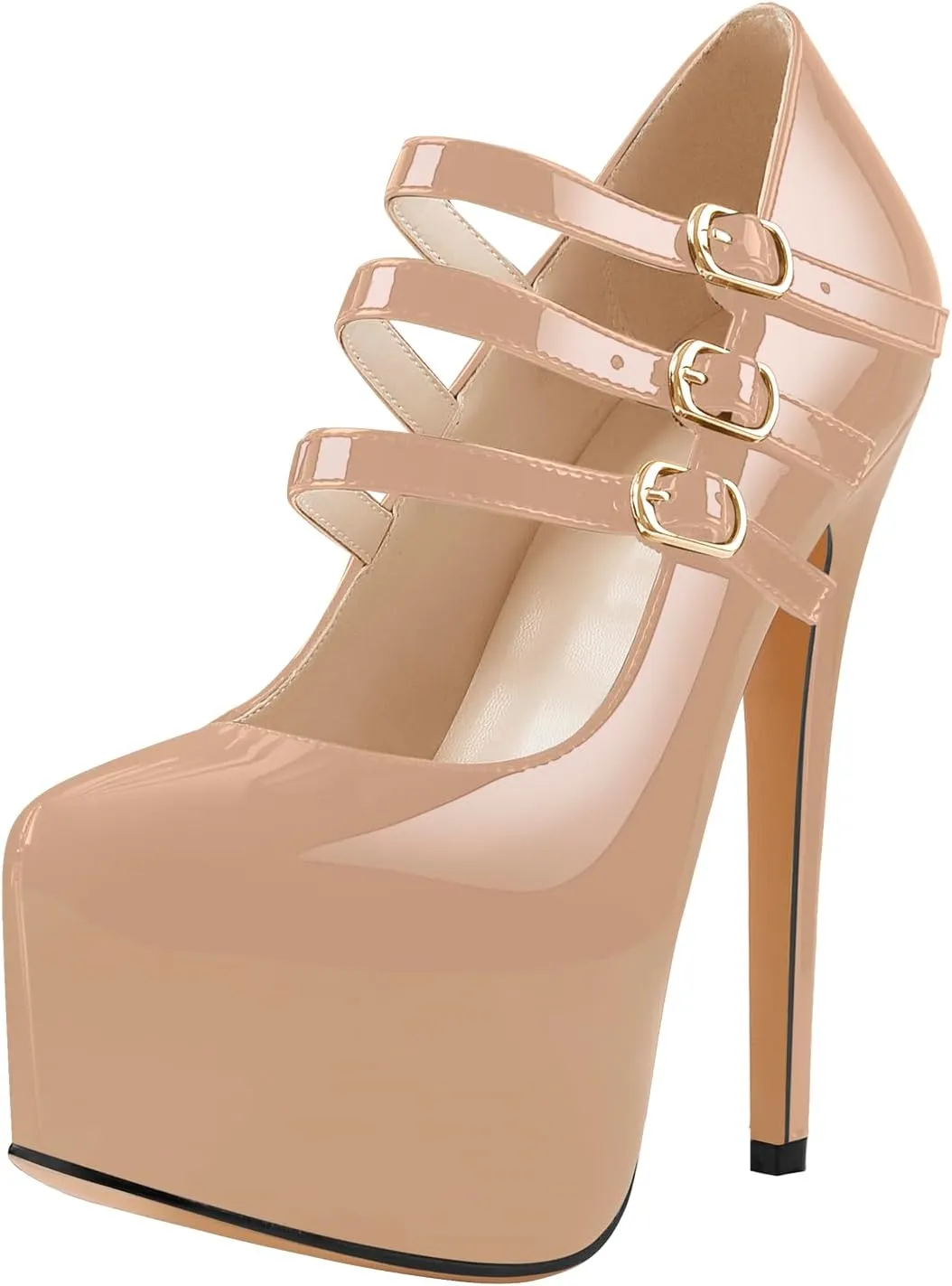 richealnini Mary Jane Pumps for Women Sexy Stiletto Heel Platform Ankle Buckle Strappy High Heels