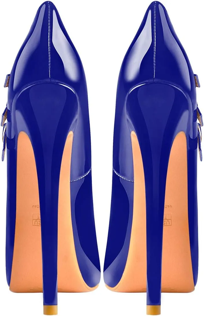 richealnini Mary Jane Pumps for Women Sexy Stiletto Heel Platform Ankle Buckle Strappy High Heels