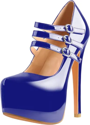 richealnini Mary Jane Pumps for Women Sexy Stiletto Heel Platform Ankle Buckle Strappy High Heels