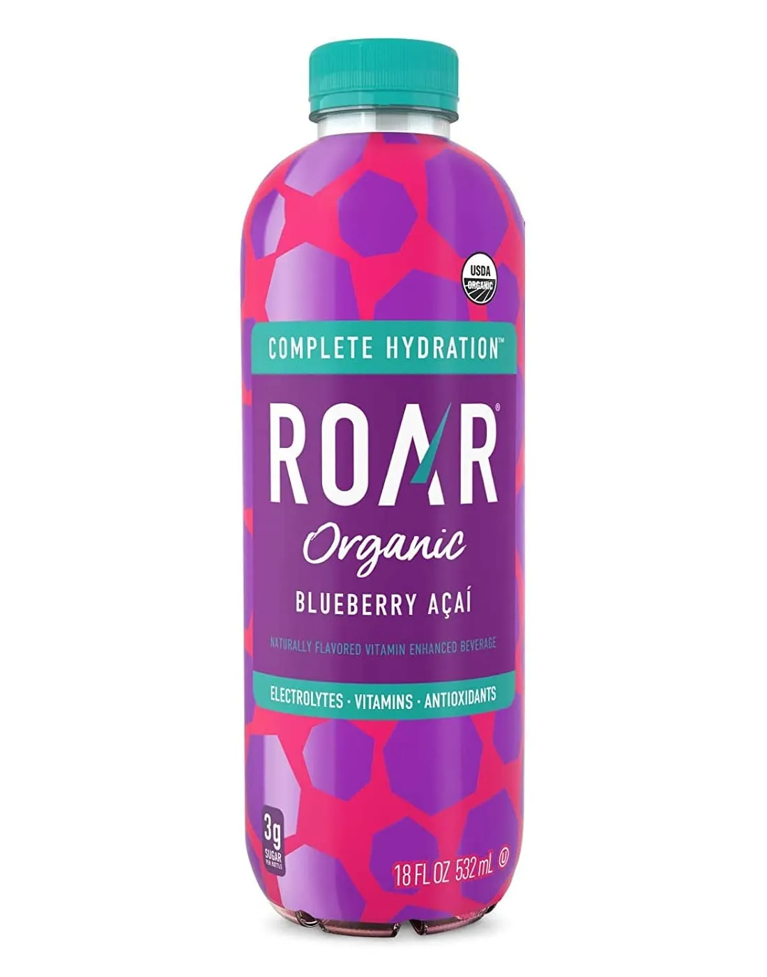 Roar Organic Electrolyte Infusions - 4-Flavor Variety Pack - with Antioxidants, B Vitamins, Low-Sugar, Coconut Water Infused Beverage 18 Fl Oz with Oasis Snacks Sticker (4 Flavor Variety, Pack of 8)