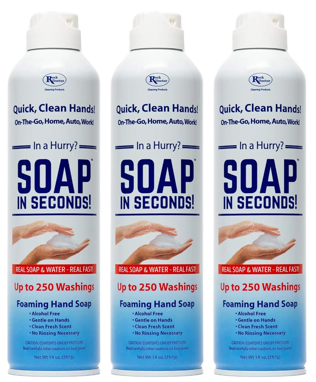 Rock Doctor Foaming Hand Soap In Seconds, 3 Pack, Spray Bottle Dispenser, Fresh Scent, No Rinse Alcohol Free Sanitizer, Gentle on Soft Skin, Home, Work, and School