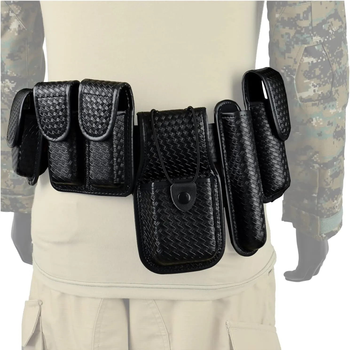 ROCOTACTICAL 8-in-1 Law Enforcement Duty Web Belt Rig, Basketweave Police Duty Belt Rig, Police Duty Utility Belt Kit