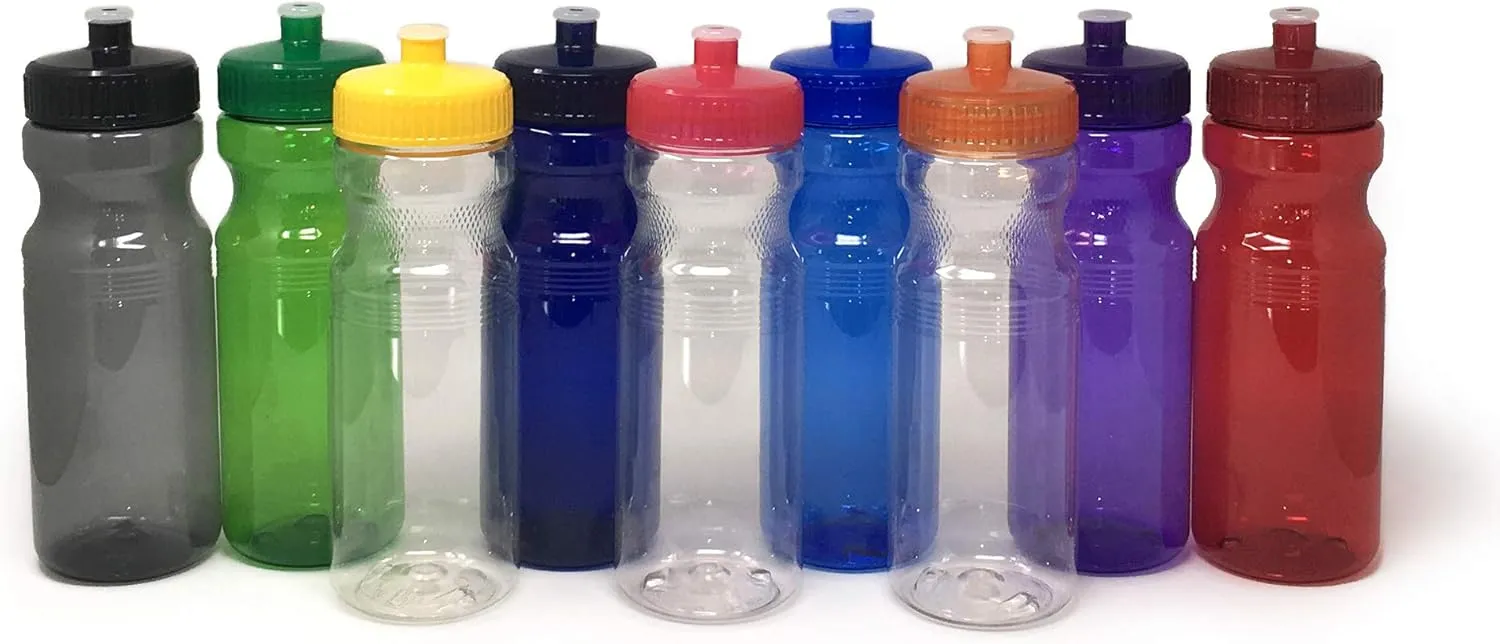 Rolling Sands 24 Ounce BPA-Free Plastic Water Bottles, Set of 10, Made in USA