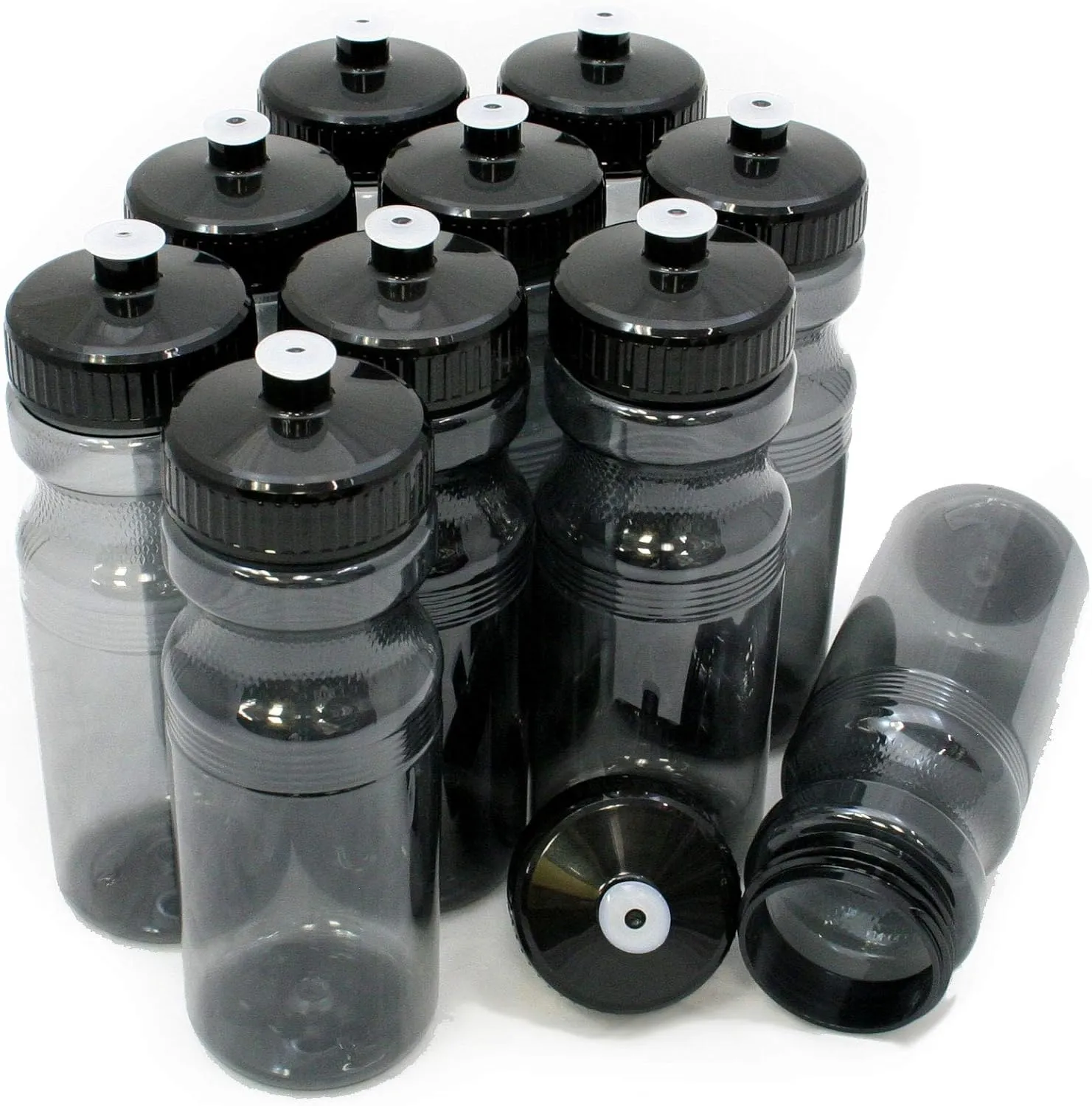 Rolling Sands 24 Ounce BPA-Free Plastic Water Bottles, Set of 10, Made in USA