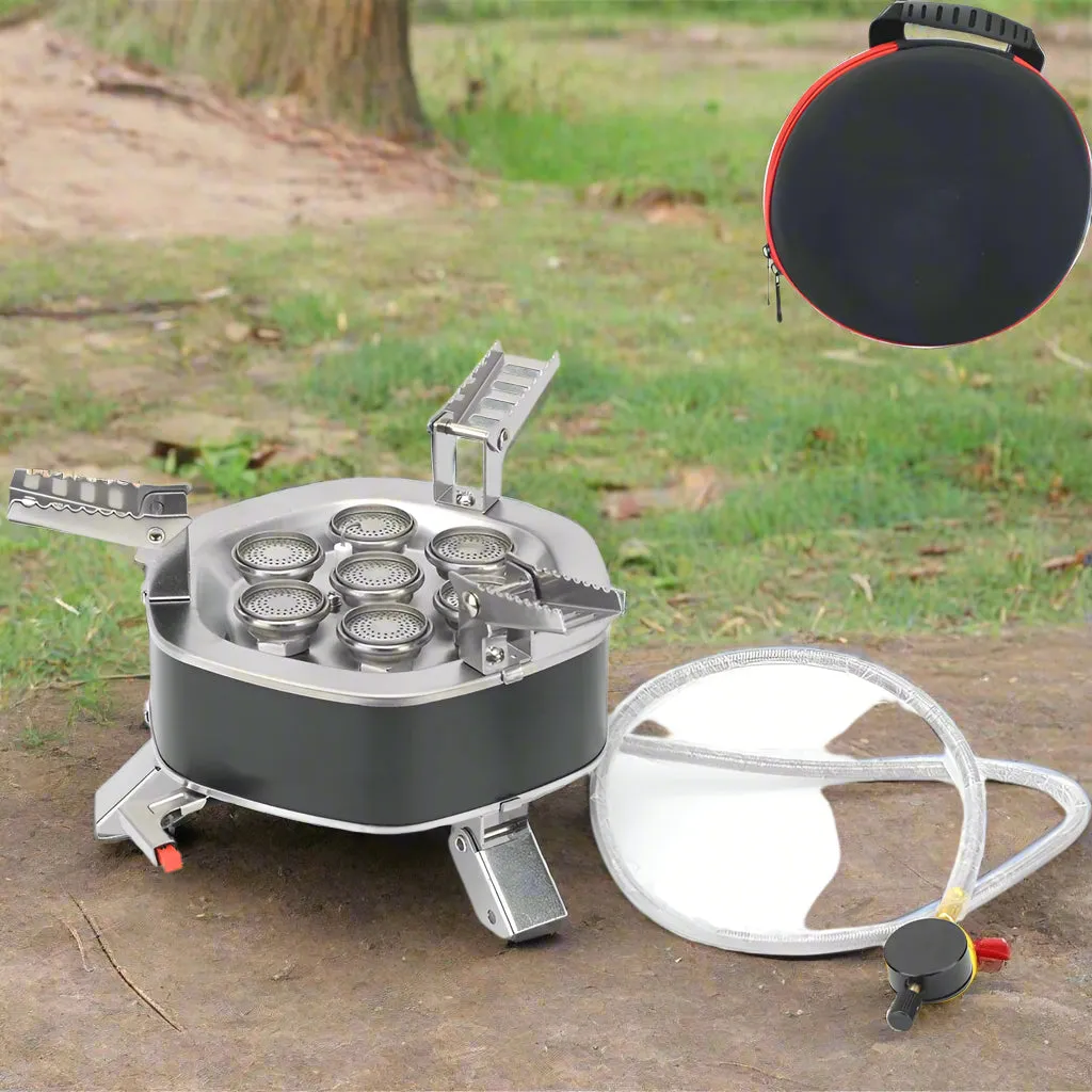 Royaleva Portable Camping Gas Stove – 3 & 5 Burner Folding Outdoor Cooking Stove for Hiking & BBQ
