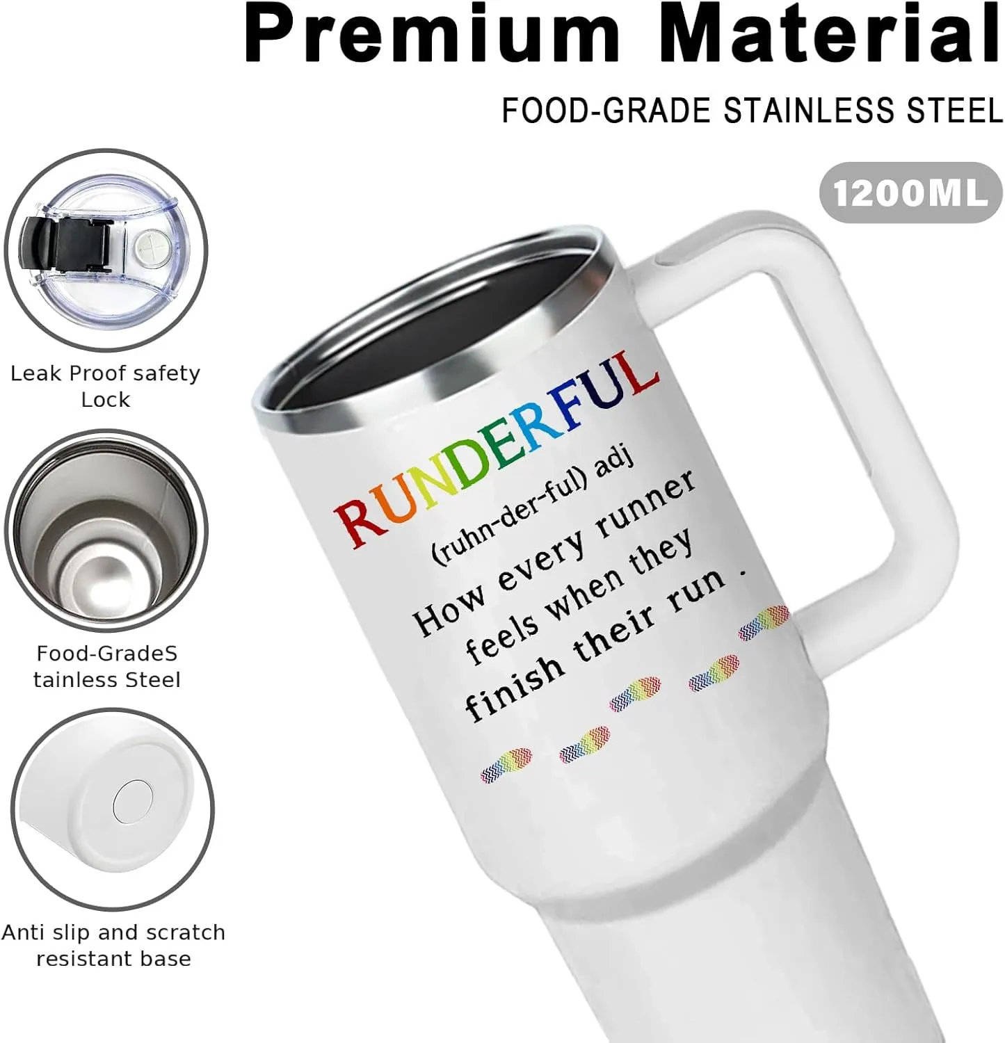 Running Gifts for Runner, Runner Gear Fun Gift Ideas Travel Tumbler 40oz, Running Themed Gifts for Marathon Runners Men, Women, Teen Boys & Girls, Run Gift
