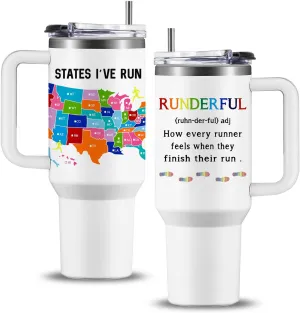 Running Gifts for Runner, Runner Gear Fun Gift Ideas Travel Tumbler 40oz, Running Themed Gifts for Marathon Runners Men, Women, Teen Boys & Girls, Run Gift