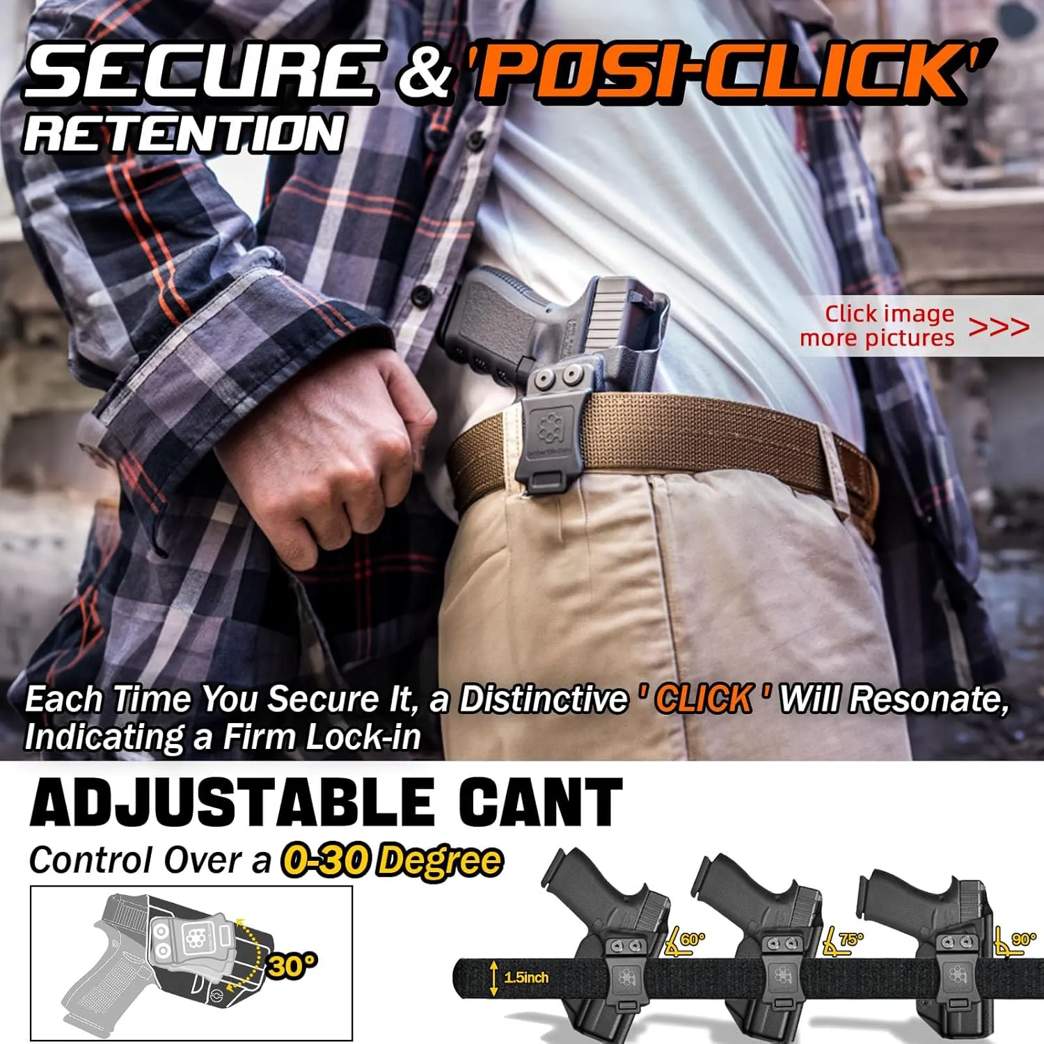 S&W M&P 2.0 Holster IWB Kydex Fit: Smith & Wesson M&P M2.0 4"/4.25" Barrel 9mm/.40 Compact & Full Size Pistol – Inside Waistband Concealed Carry – Adj. Cant & 'Posi-Click' Retention – No Wear/Jitter