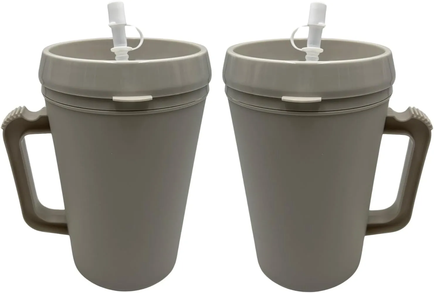 Sandhill Tools Double Wall Insulated Mug with Straw 34 Oz Refillable Hot and Cold Water Bottle with Sipping Spout, Gray (2 Pack)