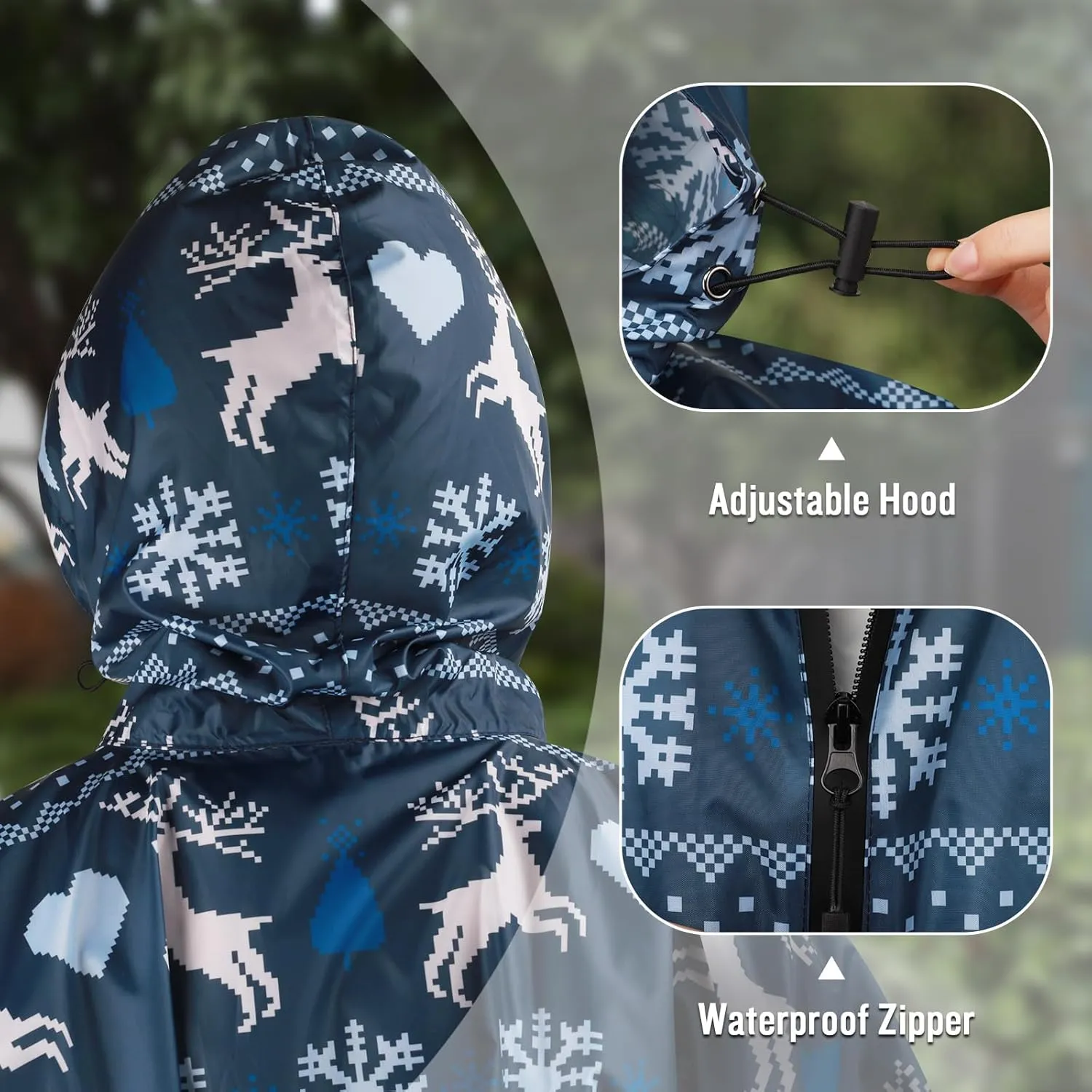 SaphiRose Unisex Rain Poncho Raincoat Hooded for Adults Women with Pockets