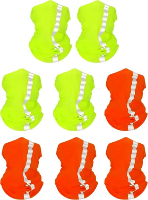 SATINIOR 8 Pcs Reflective Neck Gaiter Neon Safety Bandana Face Cover UV Sun Dust Wind Protection Mask Scarf for Men Women