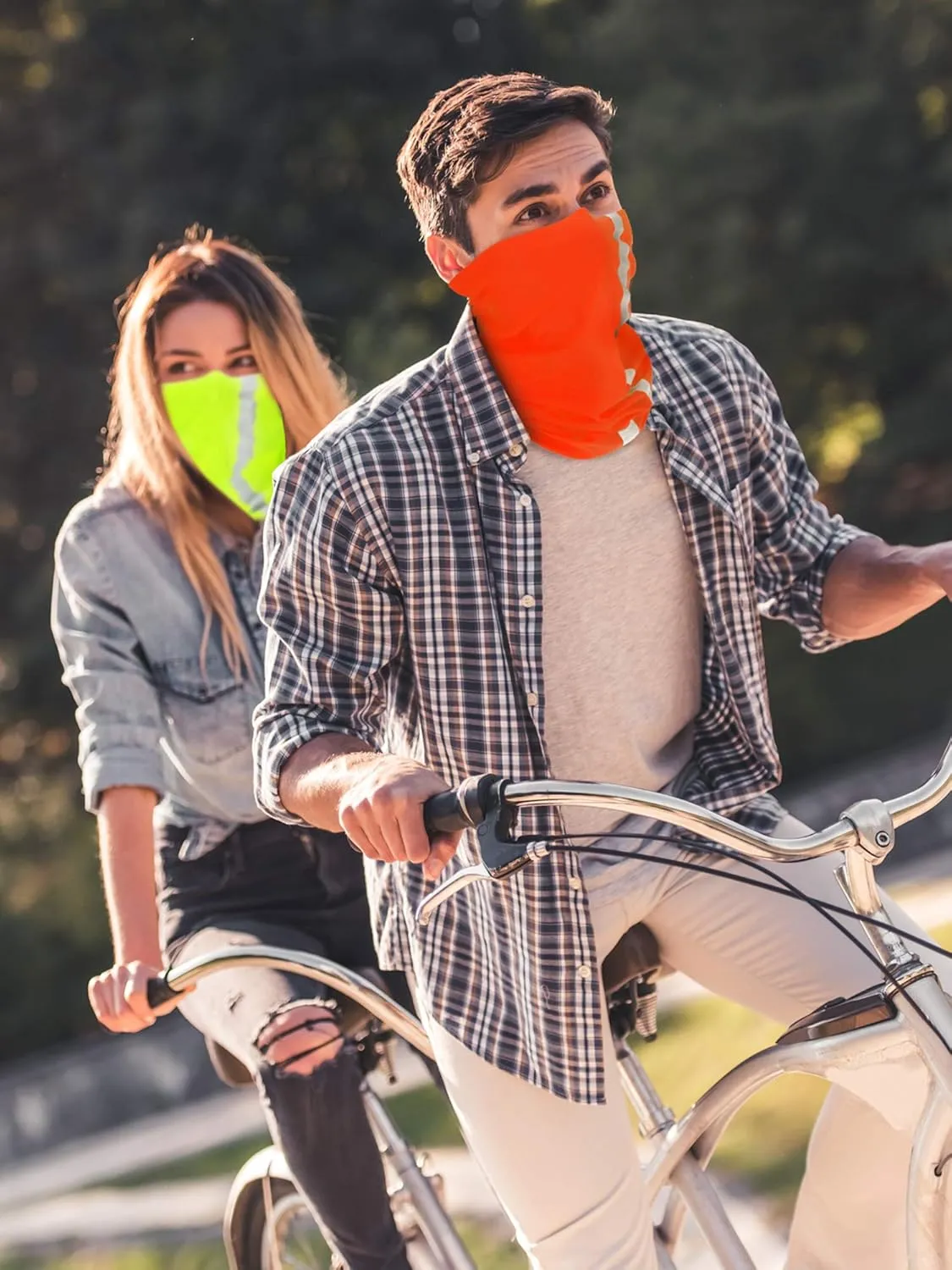 SATINIOR 8 Pcs Reflective Neck Gaiter Neon Safety Bandana Face Cover UV Sun Dust Wind Protection Mask Scarf for Men Women