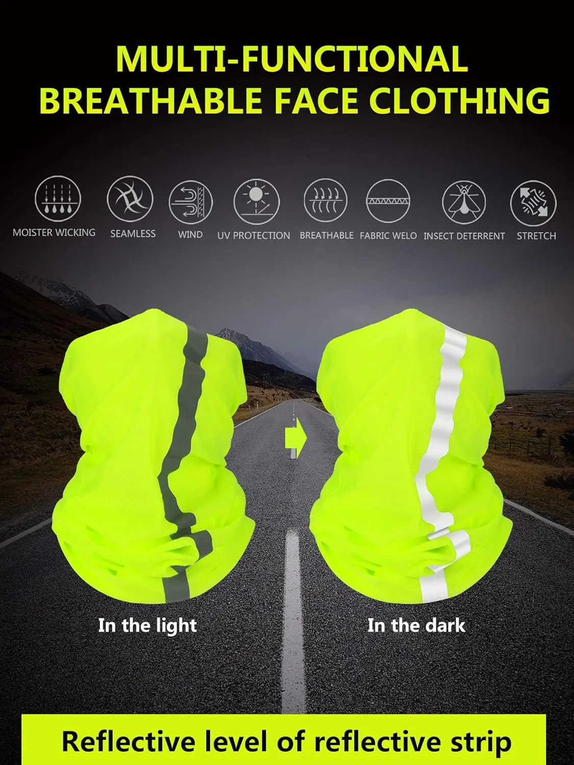 SATINIOR 8 Pcs Reflective Neck Gaiter Neon Safety Bandana Face Cover UV Sun Dust Wind Protection Mask Scarf for Men Women