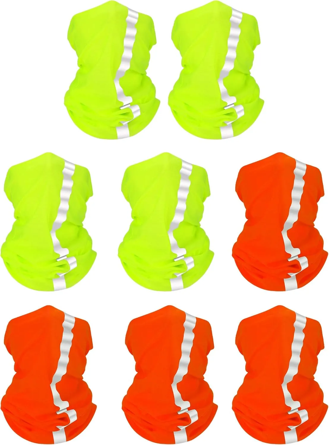 SATINIOR 8 Pcs Reflective Neck Gaiter Neon Safety Bandana Face Cover UV Sun Dust Wind Protection Mask Scarf for Men Women