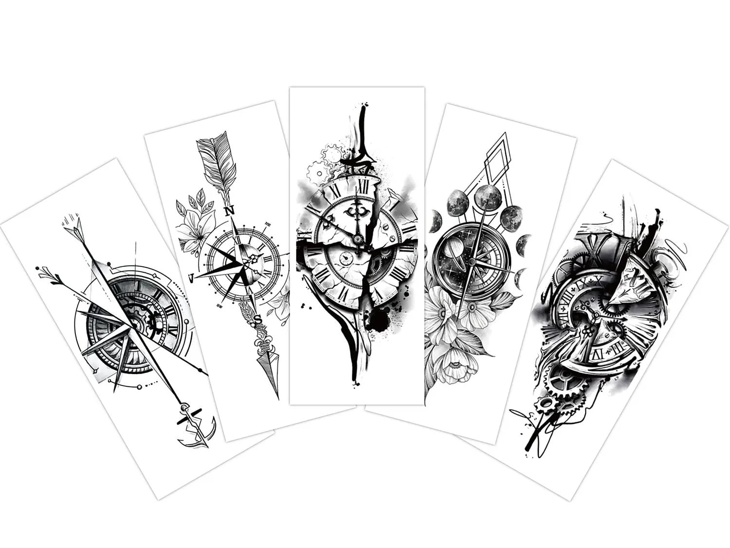 S.A.V.I 5pcs. Temporary Tattoo Stickers Combo Mix Designs Size 10.5x6cm