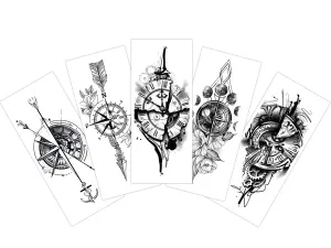 S.A.V.I 5pcs. Temporary Tattoo Stickers Combo Mix Designs Size 10.5x6cm