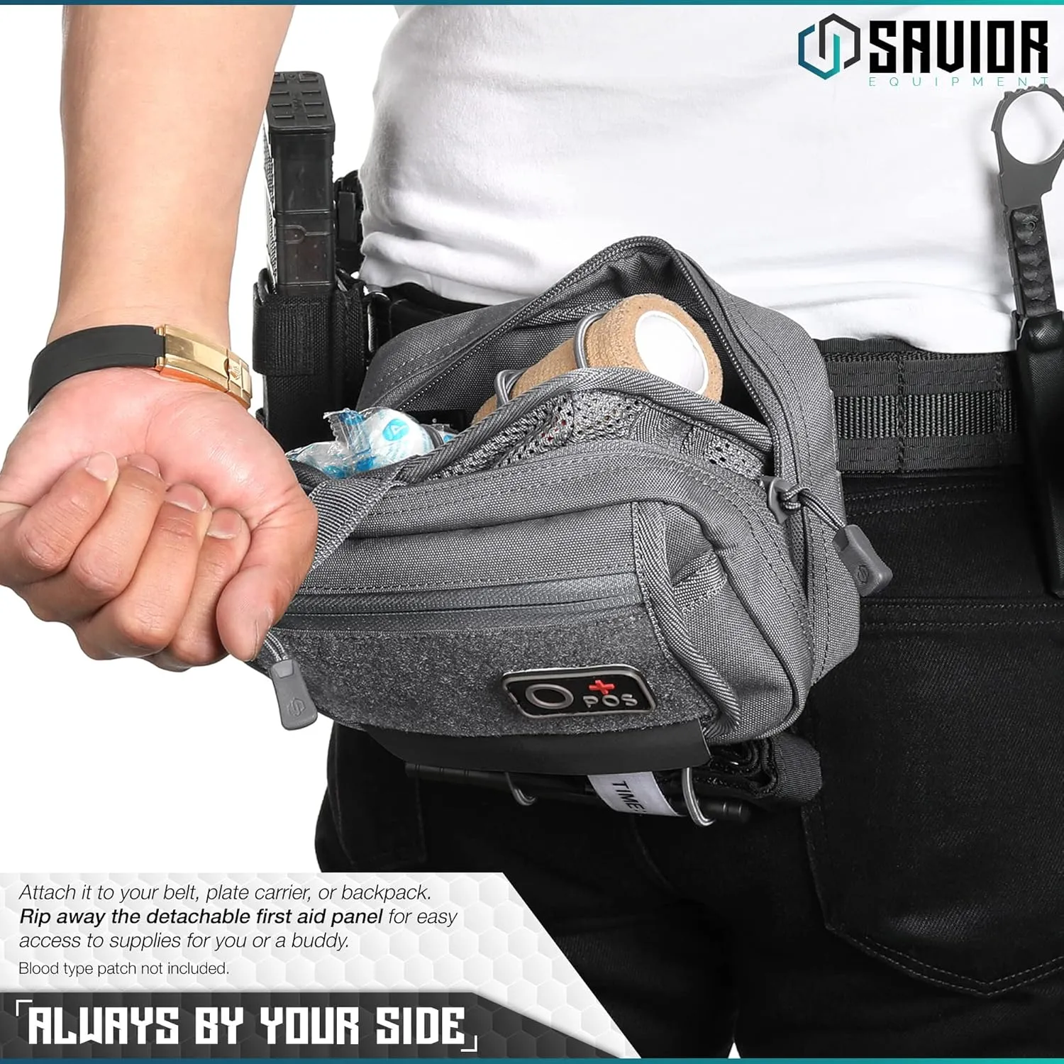 Savior Equipment IFAK Buddy Tactical First-Aid Kit Rip Away MOLLE Pouch Emergency EMT Utility Organization Medical Supply Carrier Outdoor Survival Travel Bag, Attach to Backpack/Belt Loop