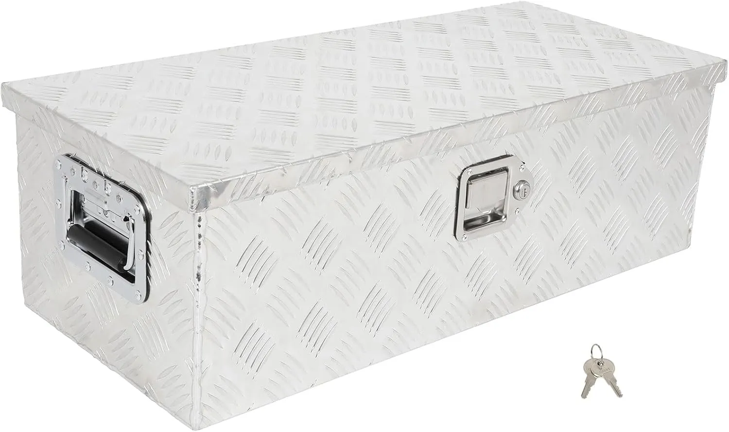 SCITOO 30inch Heavy Duty Truck Bed Tool Box Silver Chest Box Trailer Tongue Box for Pick Up Truck Bed RV Trailer Aluminum Tool Box with Lock and Keys