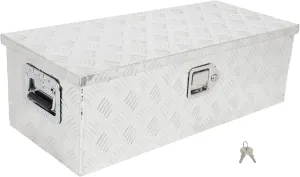 SCITOO 30inch Heavy Duty Truck Bed Tool Box Silver Chest Box Trailer Tongue Box for Pick Up Truck Bed RV Trailer Aluminum Tool Box with Lock and Keys