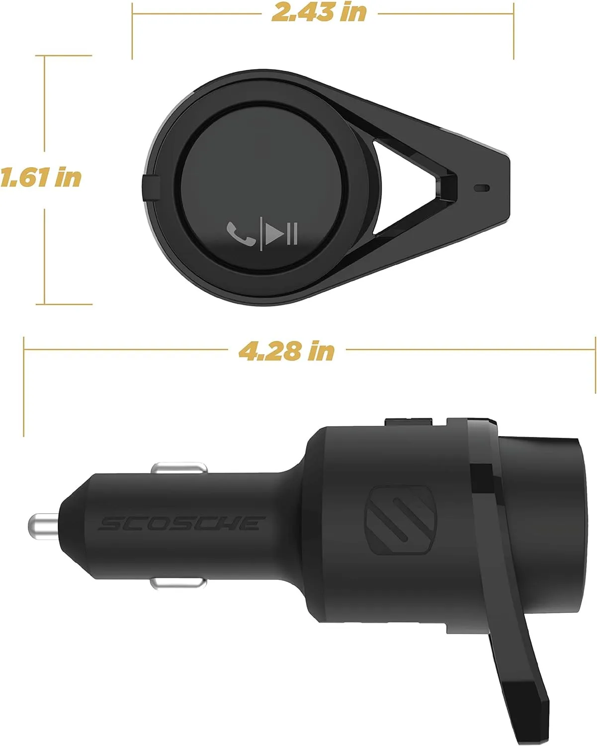 Scosche BTFM5 Bluetooth Hands-Free Car Kit with Digital FM Transmitter and Dual 12W USB Charging Ports For Vehicles