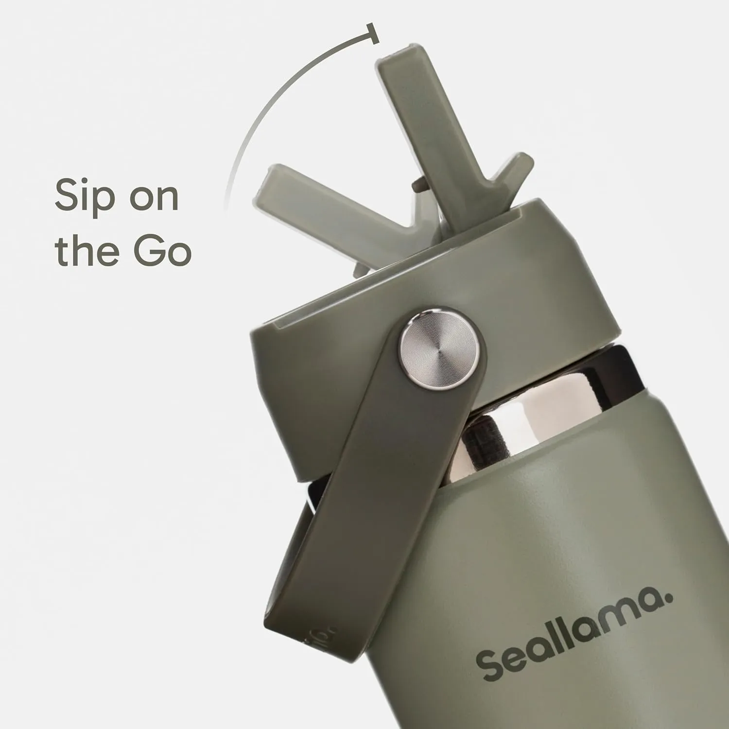 Seallama. Stainless Steel Wide Mouth Water Bottle - 2 Lids (Flex Straw Lid) and Double-Wall Vacuum Insulation - Leak Proof, BPA-Free, for Travel, Sports, School, and Car (Forest Green, 21 oz)