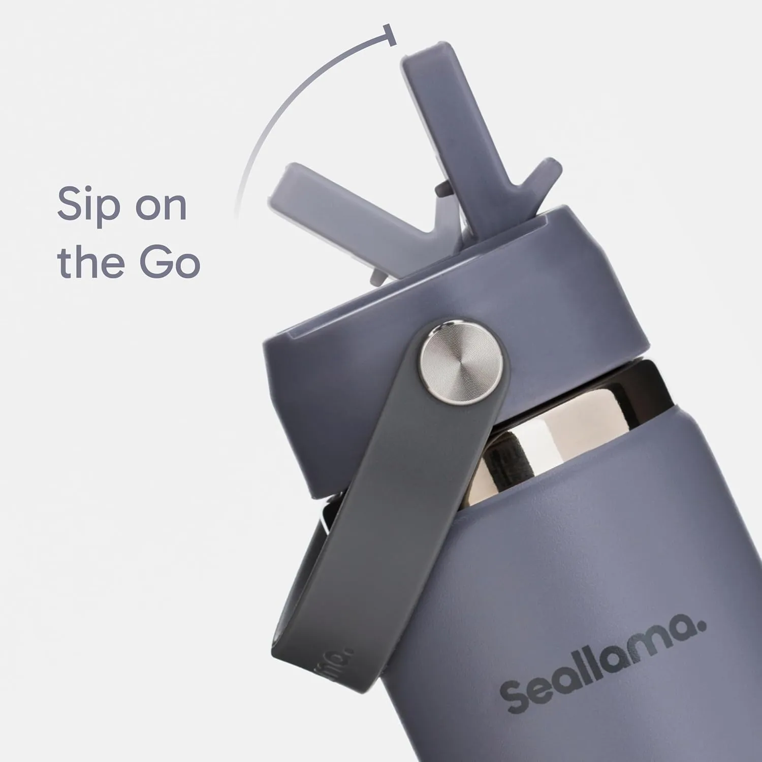 Seallama. Stainless Steel Wide Mouth Water Bottle - 2 Lids (Flex Straw Lid) and Double-Wall Vacuum Insulation - Leak Proof, BPA-Free, for Travel, Sports, School, and Car (Stormy Granite, 21 oz)