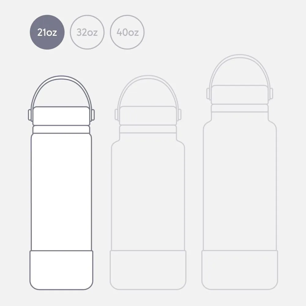 Seallama. Stainless Steel Wide Mouth Water Bottle - 2 Lids (Flex Straw Lid) and Double-Wall Vacuum Insulation - Leak Proof, BPA-Free, for Travel, Sports, School, and Car (Stormy Granite, 21 oz)