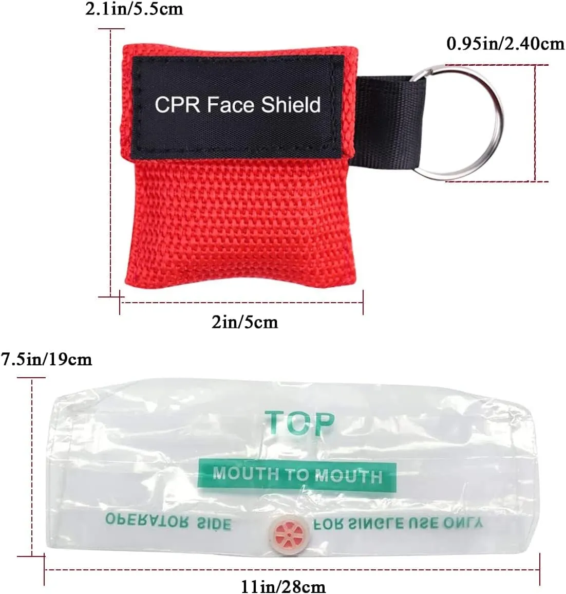 Set of 50 CPR Mask, Disposable CPR Shield Mask Emergency Mask Key Chain Ring ,with One-Way Valve Breathing Barrier for First Aid or AED Training (Colorful-50PCS)