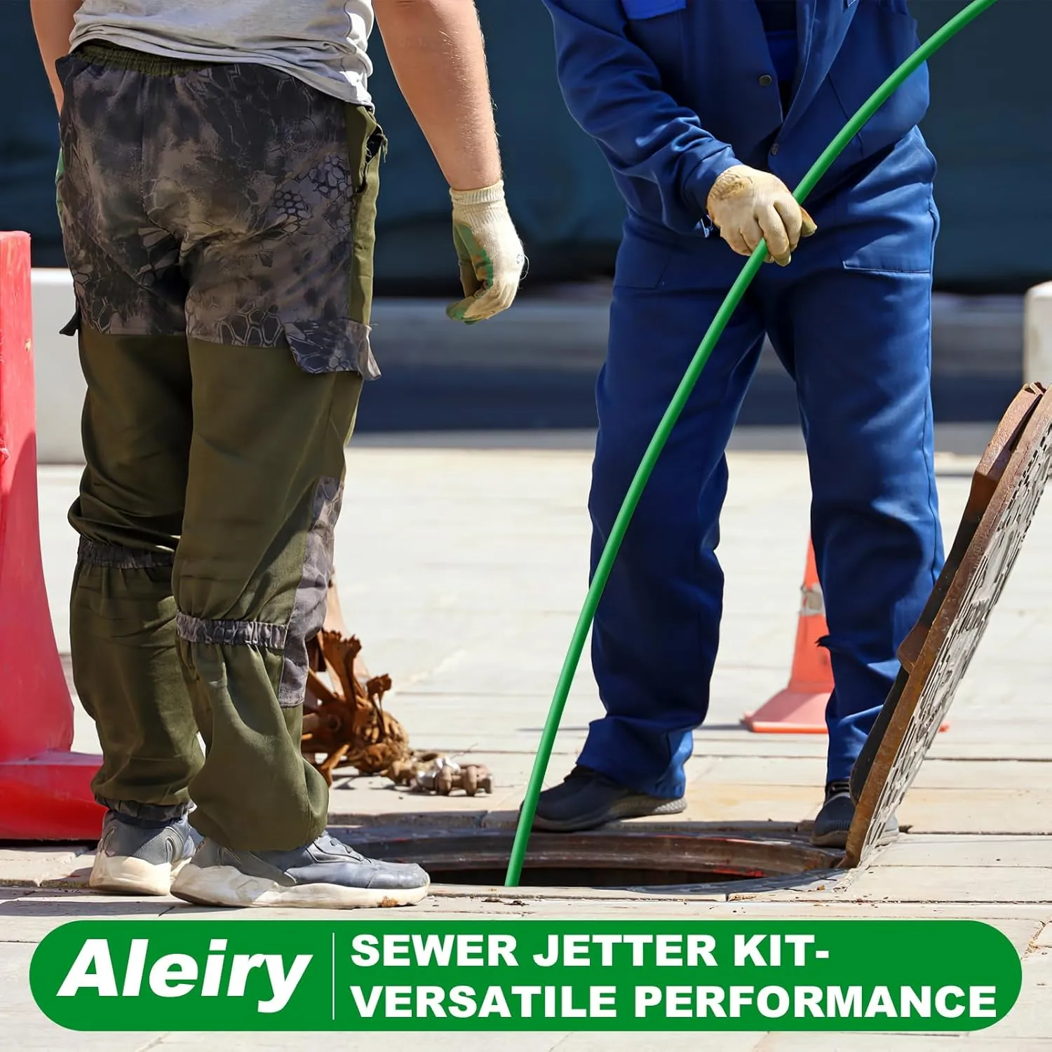 Sewer Jetter Kit for Pressure Washer,Water Jet Drain Cleaning Hose with Corner Rotating Button Spring Nose 1/4" NPT Sewer Cleaning Tool High-Pressure Nozzles,5800 PSI 50 FT
