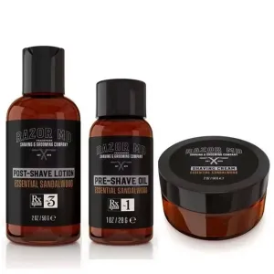 Shave Trio for Men Pre-Shave Oil, Shaving Cream, Post-Shave Lotion, Premium Beard Care Kit And Beard Grooming Set Perfect for Conditioning And Beard Care, Sandalwood