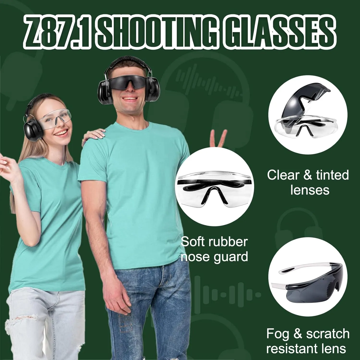 Shooting Ear Protection Earmuffs- Shooting Glasses- Hard Case-Ideal Ear Protection for Shooting Enthusiasts