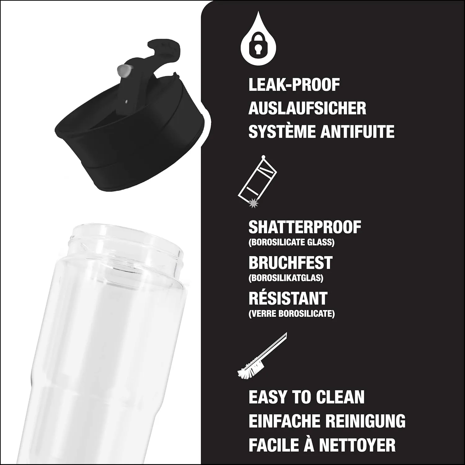 SIGG - Insulated Coffee Cup - Travel Mug Nova - Dishwasher Safe - BPA Free - Broscilate Glass - Flip Top - Black - 13 Oz