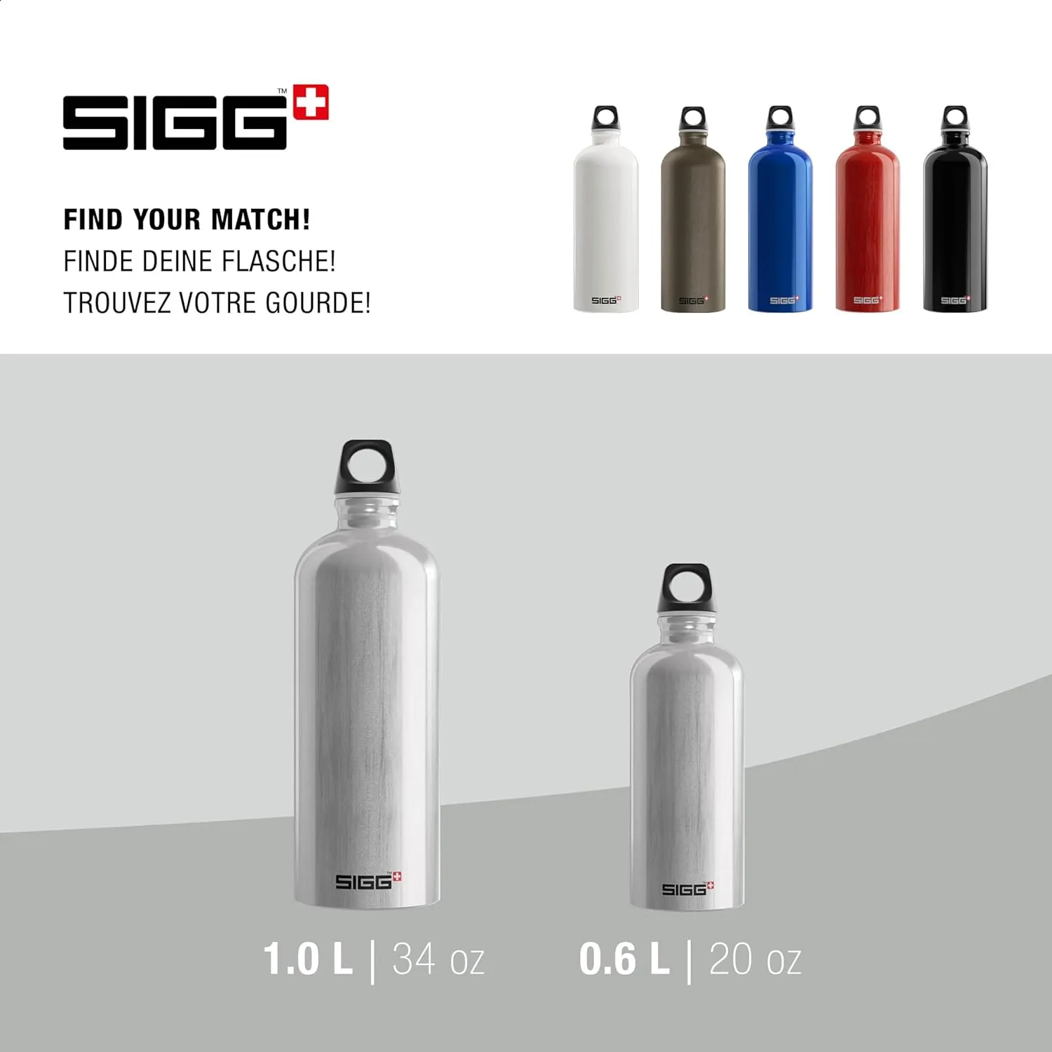 SIGG - Recycled Metal Water Bottle - Traveller - Made in Switzerland - Carbonated Drinks - BPA-Free - 34 Oz