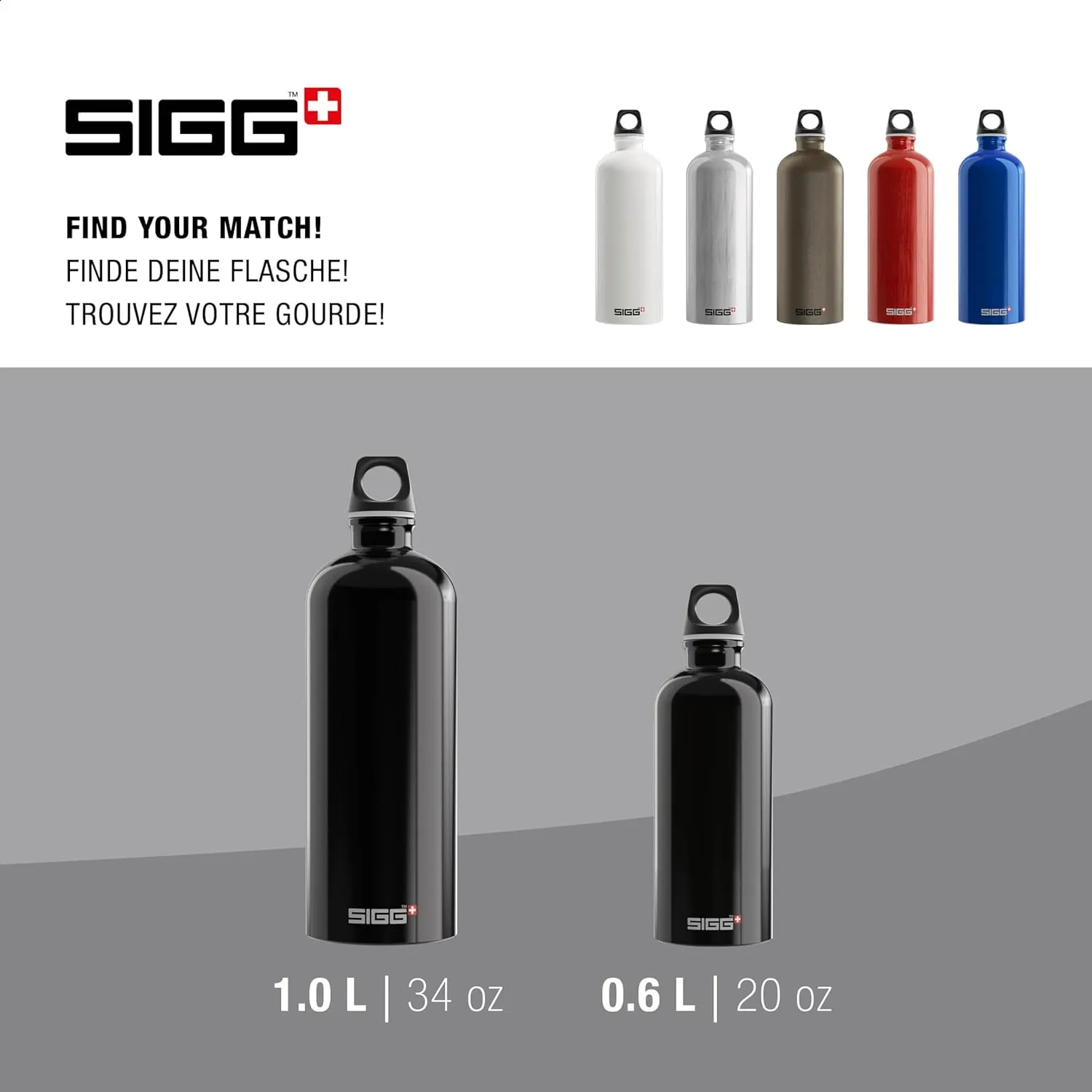 SIGG - Recycled Metal Water Bottle - Traveller - Made in Switzerland - Carbonated Drinks - BPA-Free - 34 Oz