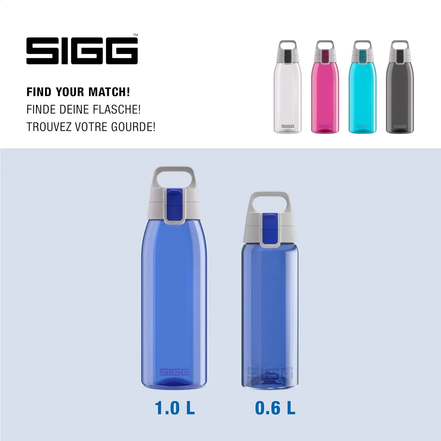 SIGG - Total Color - Refillable Sports Water Bottle - Tritan - Carbonated Drinks - Dishwasher Safe - BPA Free 20Oz, 34Oz