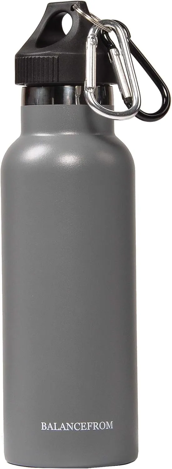 Signature Fitness Double-Wall Vacuum Insulated Stainless Steel Water Bottle, 3 Caps Included, Multiple Colors and Sizes