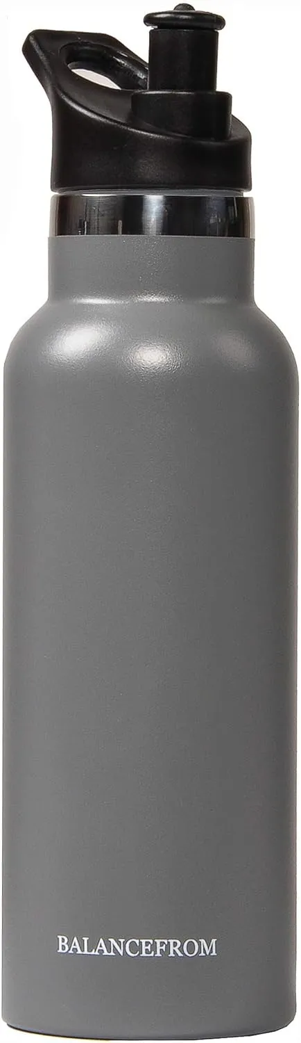 Signature Fitness Double-Wall Vacuum Insulated Stainless Steel Water Bottle, 3 Caps Included, Multiple Colors and Sizes