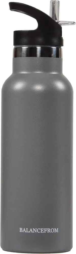 Signature Fitness Double-Wall Vacuum Insulated Stainless Steel Water Bottle, 3 Caps Included, Multiple Colors and Sizes